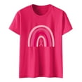 thumbnail image 3 of Women's Cancer Awareness Tees in October Rainbow Graphic Short Sleeve T-Shirt Pink Ribbon Survivor Gift Loose Fit Casual Tops, 3 of 3