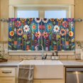 thumbnail image 2 of Yayeee Kitchen Curtains Set of 2 Light Filtering 57"x36" Over Sink Window Panels, Blue Colorful Flowers, 2 of 7