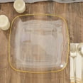 thumbnail image 4 of Efavormart 10 Pack | 10" Clear With Gold Rim Square Plastic Dinner Plates, Disposable Lunch Party Plates, 4 of 11