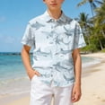 thumbnail image 5 of Ulanda Boy's Hawaiian Shirt Short Sleeve Casual Button Down Beach Aloha Shirt Kids Summer Luau Hawaii Shirts 1-13 Years (Light Blue, 13-14 Years), 5 of 7