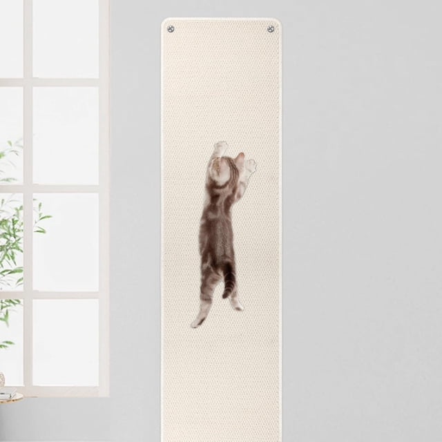 Alfombra gruesa de 71 x 15.8 pulgadas con 16 clavos fijos, almohadilla para rascar de gato alto extragrande para pared, rascador de gato montado en la pared para muebles, sofá, protector de