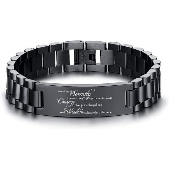 Engraving Quote Bible Verse Prayer Adjustable Stainless Steel Motivational Inspirational Encouragement ID Bracelets for Men Boys SERENITY PRAYER SERENITY PRAYER {件数}