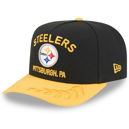 Men's New Era  Black/Gold Pittsburgh Steelers 2025 NFL Draft A-Frame 9FIFTY Snapback Hat