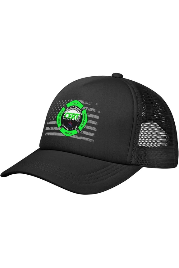 Cert Community Emergency Response Team Baseball Cap Adjustable Casual Mesh Hats Duck Tongue Hat for Men Women46 Black