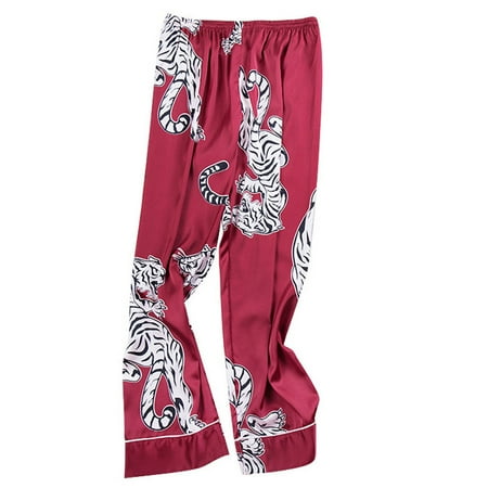 

Bessbest New Intimates Men Silk Pajamas Lingerie Print Long Sleep Pants