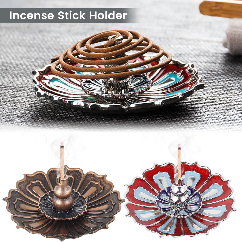 Lotus Spiral Incense Burner Altar Incense Small Size 2”x3” W/Coil Incense Holder 
