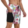 thumbnail image 2 of Kdxio Watercolor Flowers Print Men's Swim Trunks with Compression Liner 7 Inch Inseam Quick Dry Swim Shorts, 2 of 7