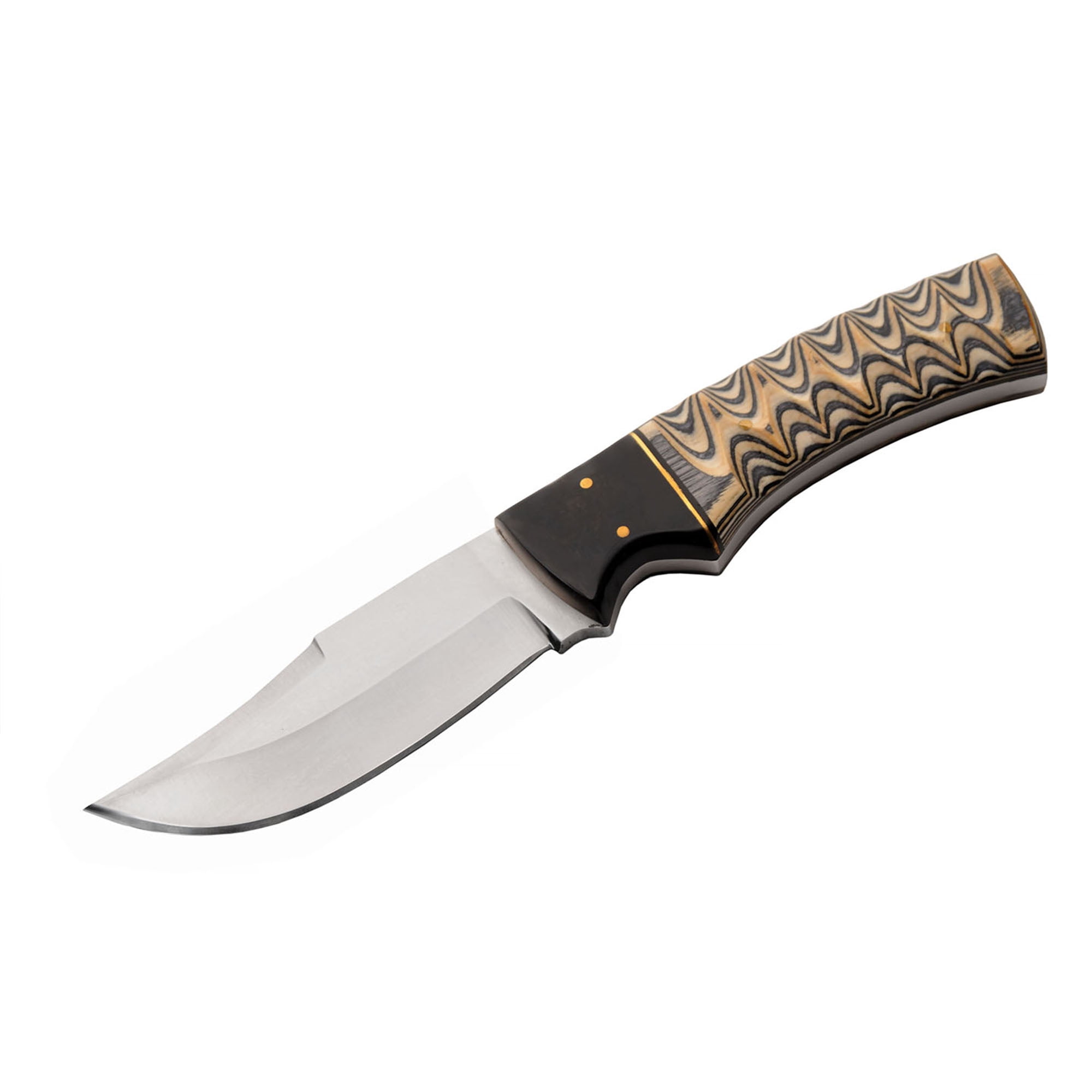 SZCO 8.5" Ashwood Utility Knife with Grooved Colorwood Handle & Leather Sheath