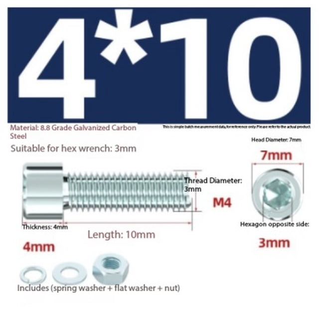 100 juegos de tuercas de tornillo hexagonales galvanizadas de grado 8,8, arandelas de resorte planas y pernos (M4/M5): solución de fijación duradera for proyectos y reparaciones de bricolaje