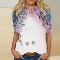 thumbnail image 2 of Half Sleeve T Shirts for Women Plus Size S-3XL Floral Printed Crew Neck Graphic Tee Tshirts Summer Casual Tops (X-Large, White 05), 2 of 5