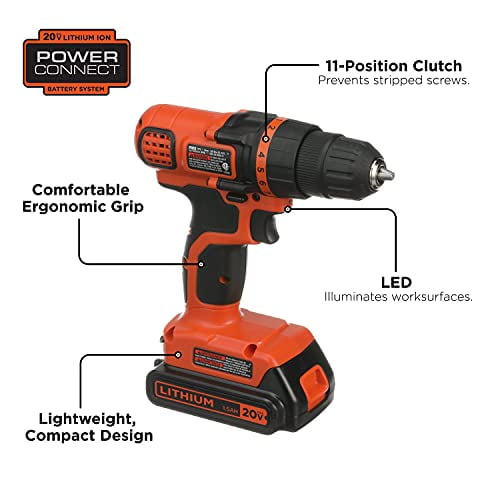Black and 2024 decker drill 20v