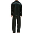thumbnail image 4 of Pyjama en Satin pour Hommes Ensemble de Pyjama Long Boutonné Vêtements de Nuit, Vert Vin Rouge Rayé, 4 of 5
