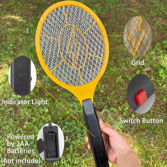2 Pack Electric Fly Swatter, Handheld Bug Zapper Racket for Outdoor & Indoor, Tennis Mosquito Racket for Insect Battery Powered