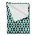 thumbnail image 2 of Teal and White Soft Flannel Fleece Throw Blanket, Abstract Geometric Minimalists Design Retro Diamond Line, Cozy Plush for Indoor and Outdoor Use, 70" x 90", Seal Brown Sea Green, by Ambesonne, 2 of 5