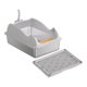 thumbnail image 1 of Caja de arena abierta Bandeja de arena para mascotas con parte superior abierta Entrada baja Gran capacidad Portátil para gatos Gris claro con tapete, 1 of 9
