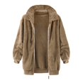 thumbnail image 3 of Baqcunre Women's Clothing, Womens Fuzzy Fleece Open Front Cardigan Jacket Oversized Long Sleeve Lapel Warm Teddy Coat with Pockets Valentines Day Gifts, 1Pc Jacket Khaki XL, 3 of 3