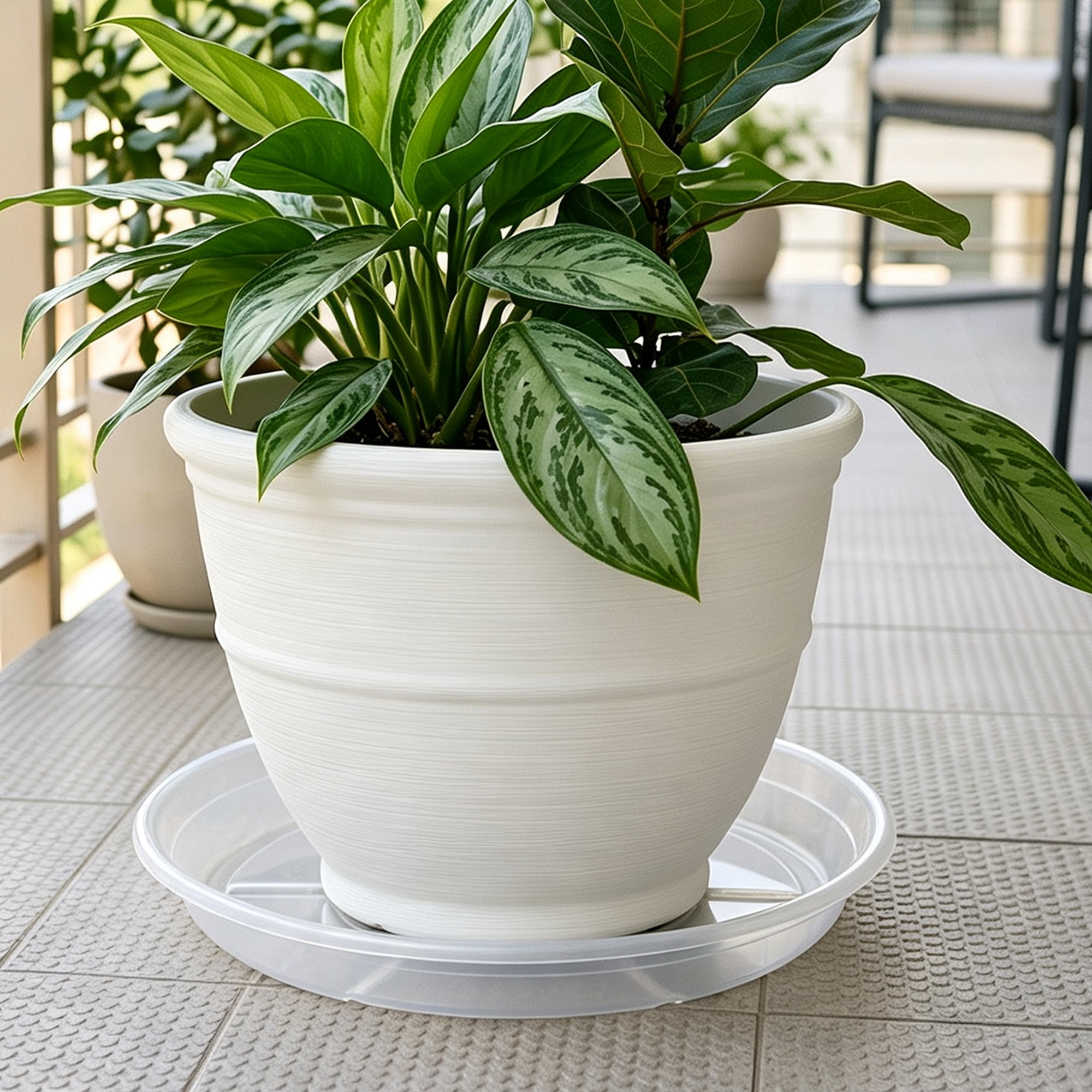 Better Homes & Gardens Round Recycled PET Plant Saucer, Clear, 15.8 in x 15.8 in x 2.1 in