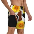 thumbnail image 3 of Balery Sunflower Cow Mens Swim Trunks Swim Shorts for Men Quick Dry Inseam Beach Shorts with Compression Liner Pocket-X-Large, 3 of 9