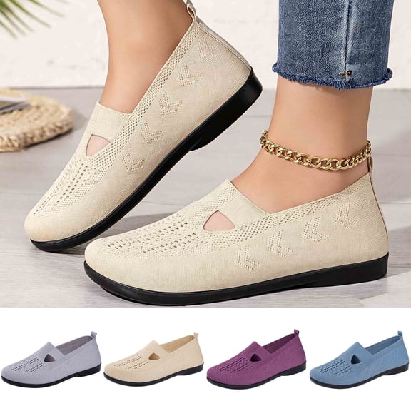 YHAJDS Women's Flats Low Heel Shoes Solid Color Round Toe Mary Jane Slip On Casual Daily Work Flats