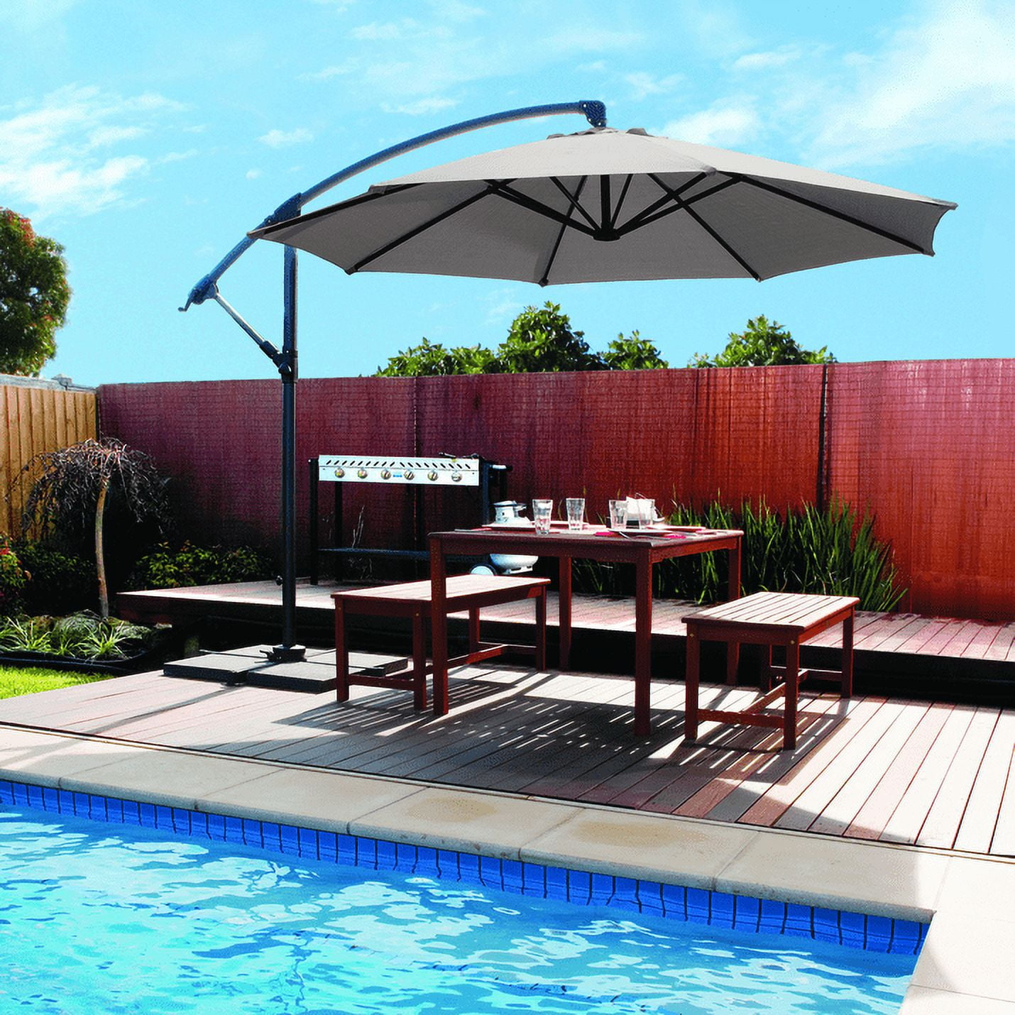 coolaroo fabric patio umbrella Outdoor Roller Shade with Wand x 104H in 132'' Market Umbrella