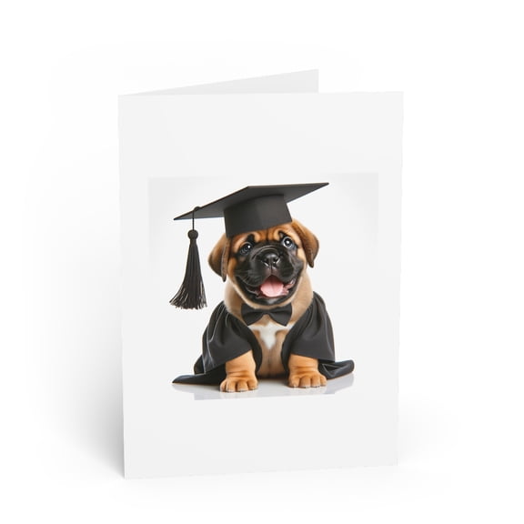 DistinctInk Greeting Card / Note Card - Bullmastiff Puppy Graduation - PACK of 5