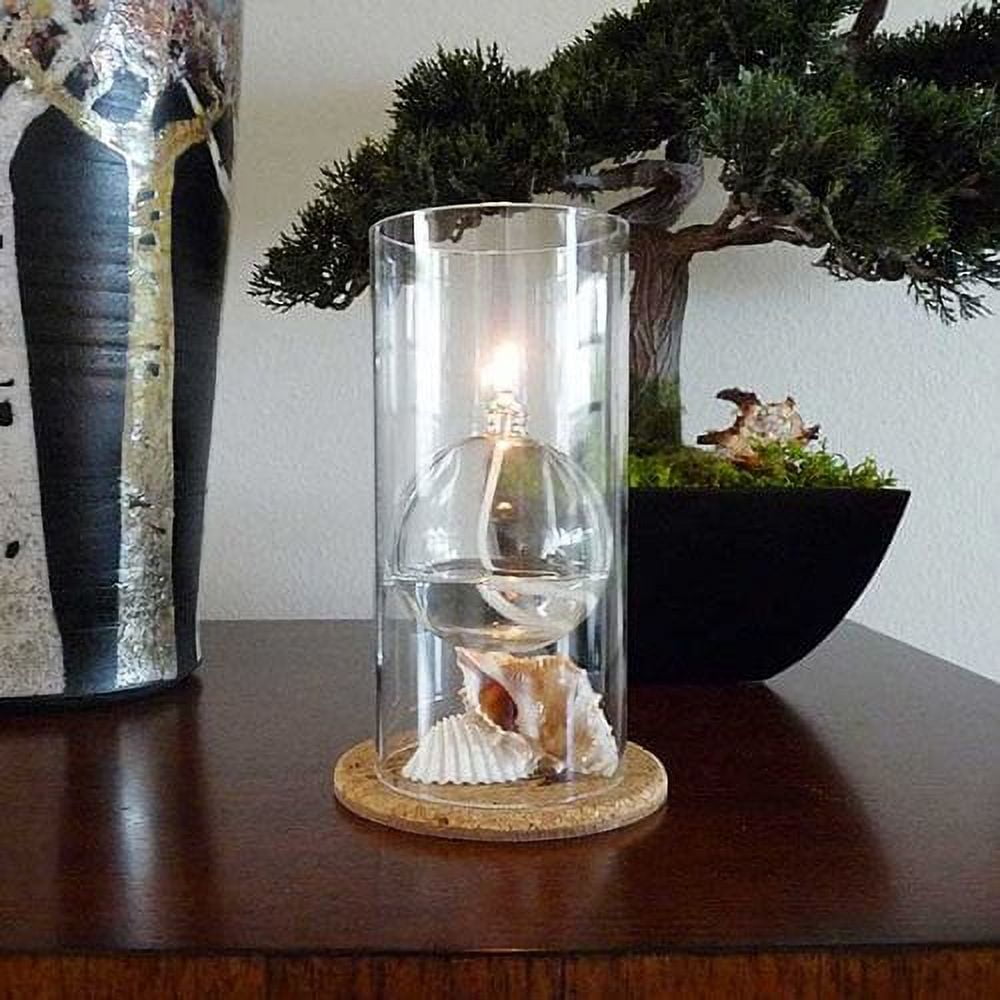 Firefly Modern Transcend Glass Oil Lamp, Bliss Candle, 6.5 in Hurricane Holder, 2-Piece