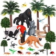 thumbnail image 1 of Juego de figuras de animales de la selva tropical de Jexine, paquete de 25 con árboles, 1 of 7