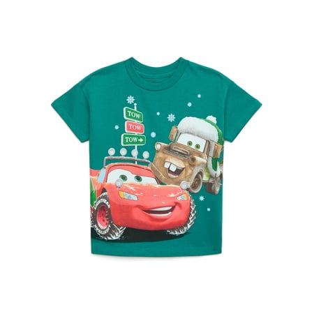 Disney Pixar Cars Toddler Boys Holiday Short Sleeve Crewneck T-Shirt, Sizes 12M-5T