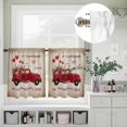 thumbnail image 2 of Valentine's Day Red Truck Curtain Tier and Valance Set 3 Piece, Rose Balloon on Newspaper 3-inch Rod Pocket Window Tier Curtains Valance for Kitchen Living Room, 2 of 9
