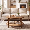thumbnail image 4 of Costway 2-Tier Rattan Coffee Table,with Wood Veneered Top and Solid Rubber Wood Legs Walnut, 4 of 10