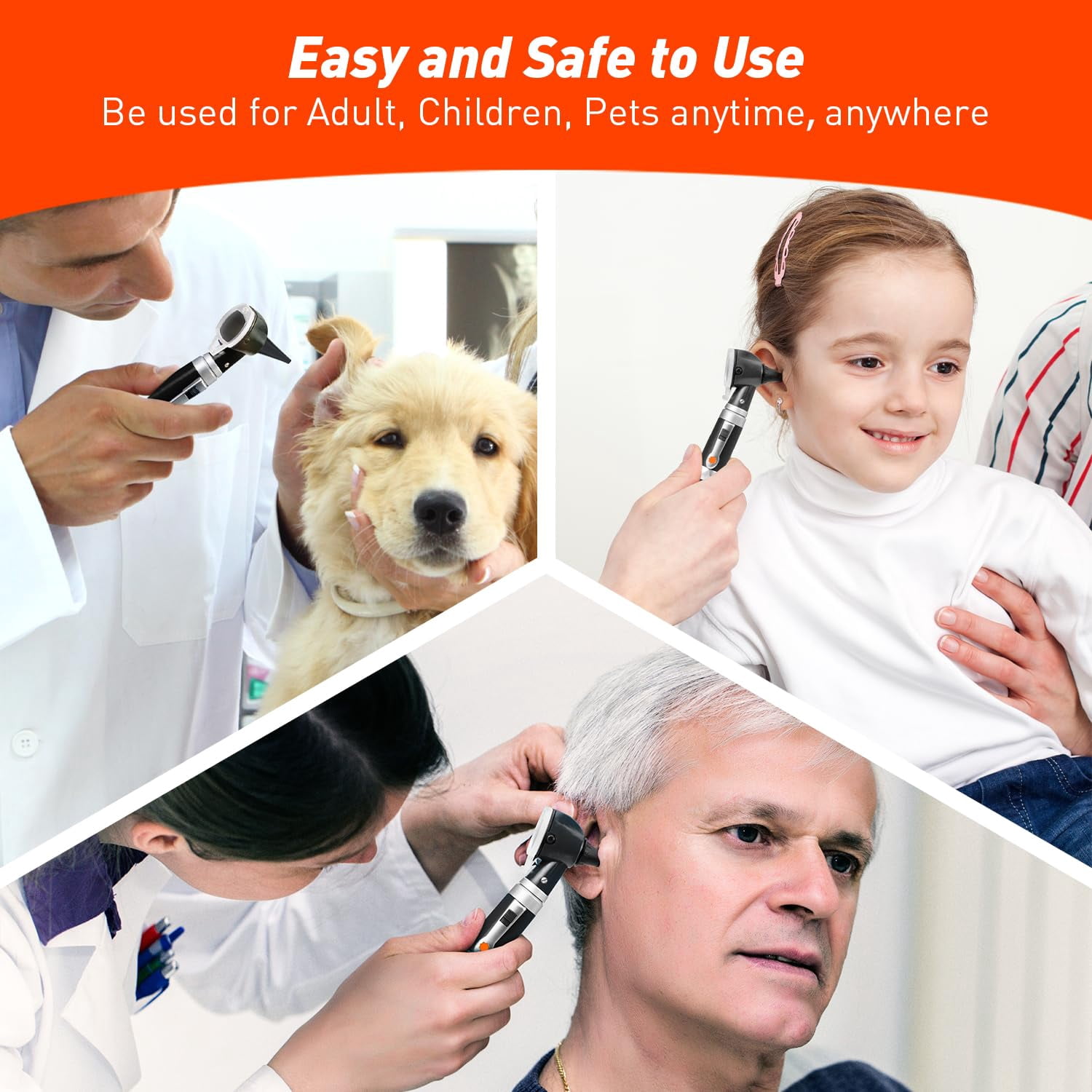Scian Otoscope - Ear Scope with Light, Fiber Optic Otoscopes with Hard Plastic Case, Pocket Ear Infection Detector for Nurses, Kids, Elders, Home Use (Black)