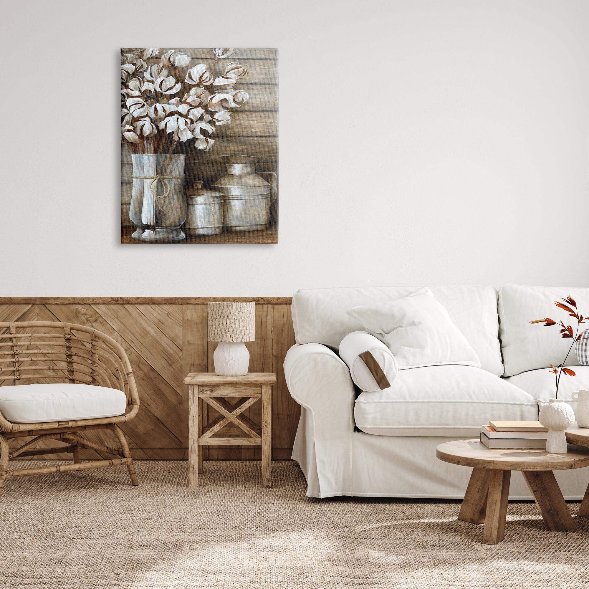 Stupell Industries Traditional Flower Bouquet Rustic Country Cans Painting Gallery Wrapped Canvas Print Wall Art, Design by White Ladder
