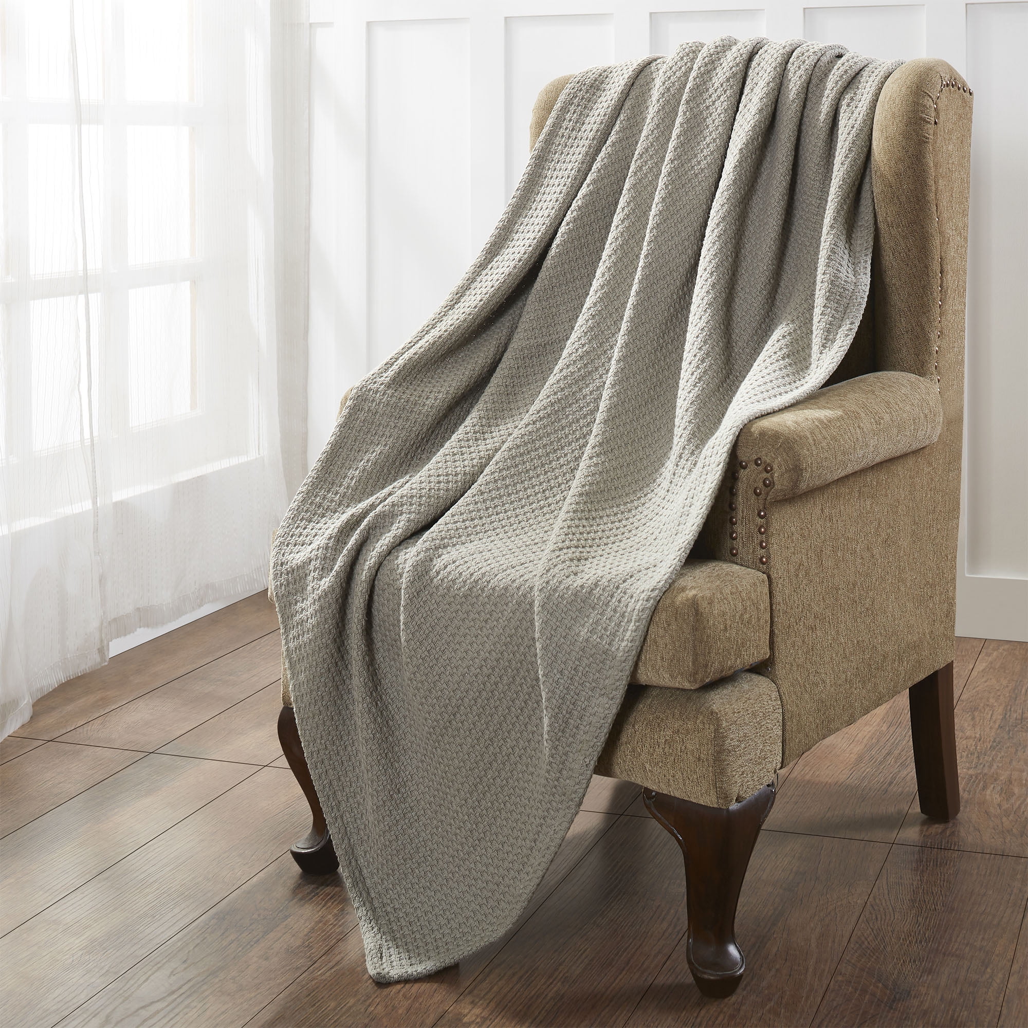 Modern Thread Taupe Waffle Weave 100% Cotton Adult Thermal Blanket, King