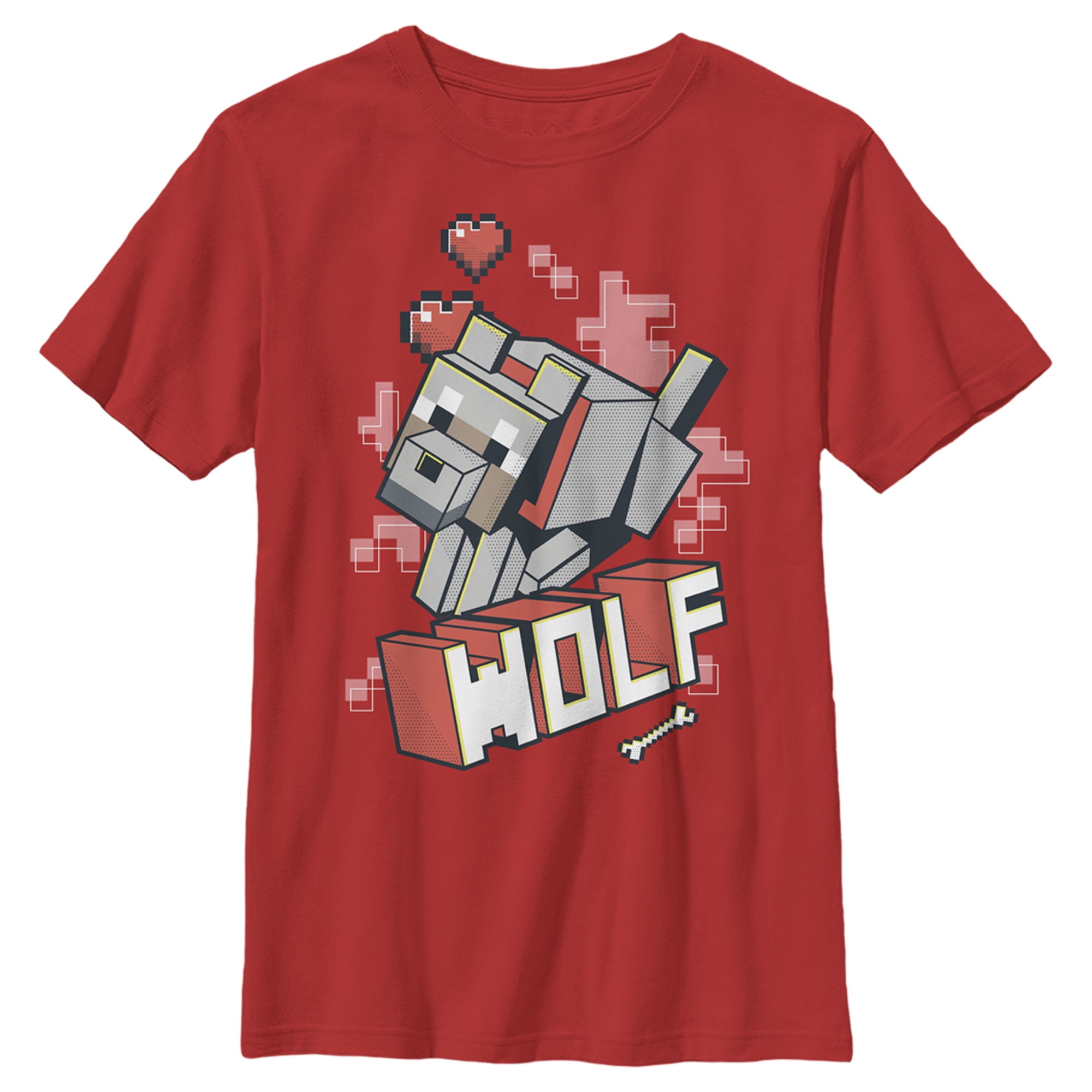 Boy's Minecraft Wolf  Graphic Tee Red X Large