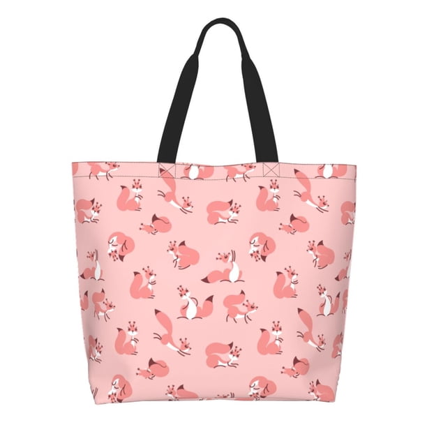 Balery Fox Bolsa Tote Estilo Estético con Cremalleras, Bolsa de Hombro, Bolsa de Compras Grande y Plegable