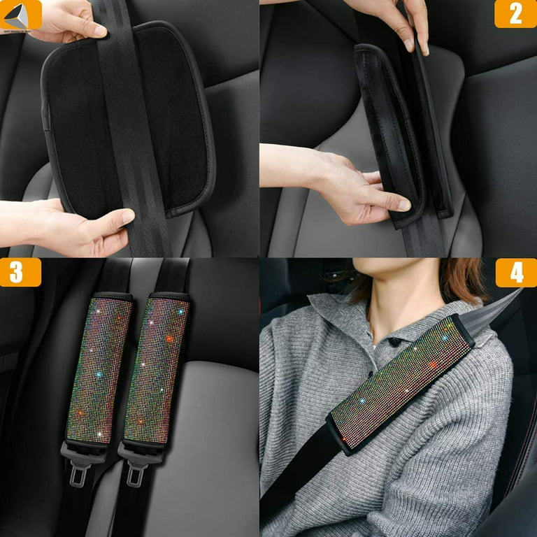Car Seat Cushion Set Crystal Diamond Silvery White Plush Seat Cover  Universal Auto Bling Interior Accessories Man Women