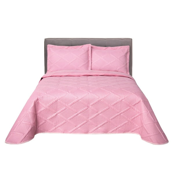 Edredón Capitonado con Fundas King Size Gemma Color Rosa Elefantito