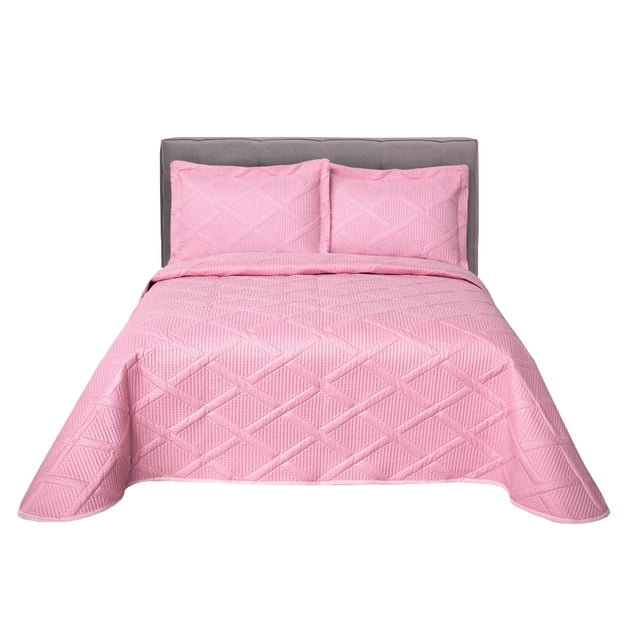 Edredón ligero Elefantito Capitonado con Fundas Matrimonial Gemma Color rosa