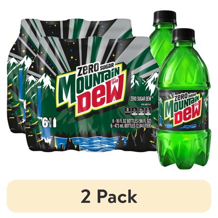 (2 pack) Mountain Dew Zero Sugar Citrus Soda Pop, 16 fl oz, 6 Pack Bottles