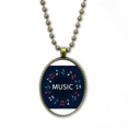 thumbnail image 1 of Red Blue Round-shaped Music Notes Necklace Vintage Chain Bead Pendant Jewelry Collection, 1 of 3