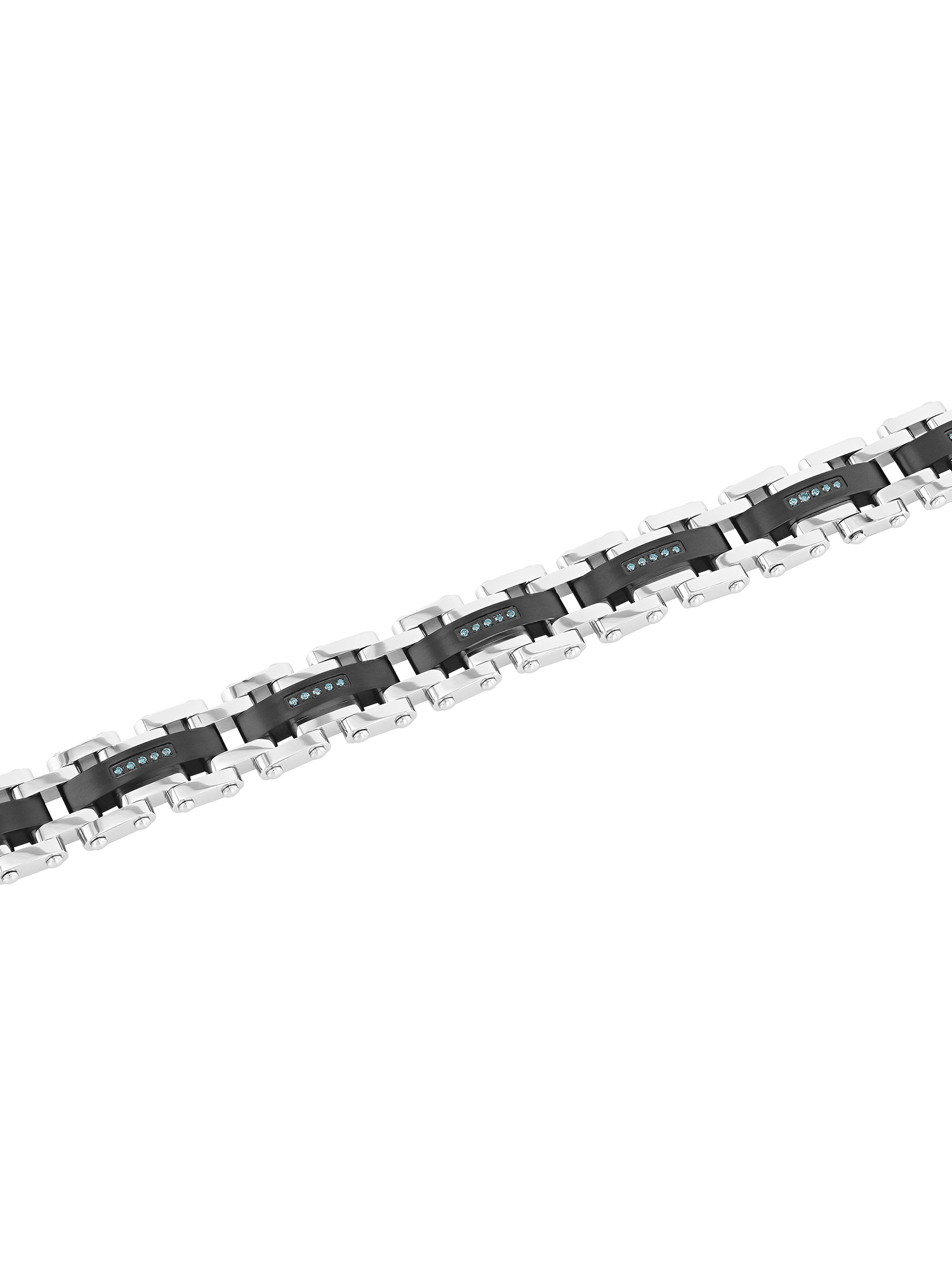 Men's 0.15 ctw Blue Diamond Two-tone Steel Link Bracelet
