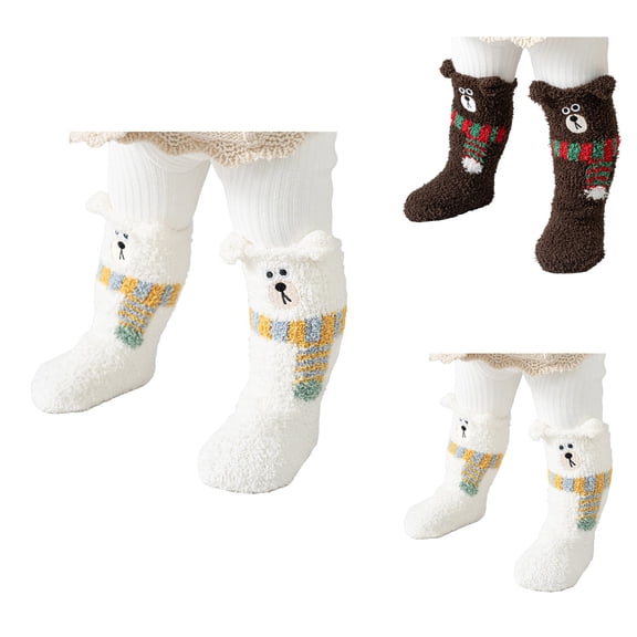 Funny Fuzzy Slipper Socks for Kids, Cute Novelty Soft Cozy Winter Warm Home Sleeping Socks, Fluffy Comfortable Gift for Children