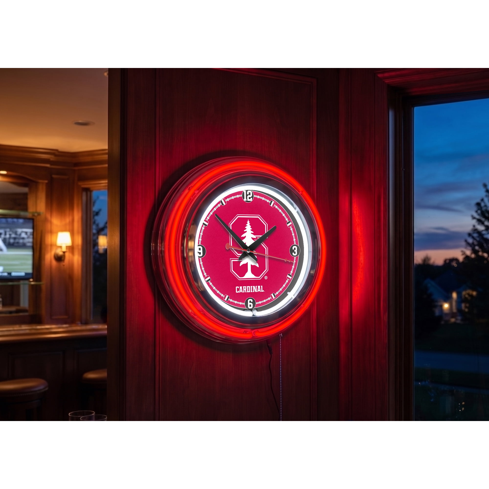 Holland Bar Stool Stanford Double Neon Ring, 15 dia. Logo Clock
