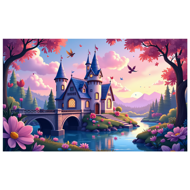 Castle Fantasy Backdrop Kids Birthday Party Decorations Fairy Tale Princess Photography Background Magical Enchanted Scene Banner Event Supplies