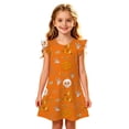 thumbnail image 5 of LUOGENLI Girls Halloween Fly‑Sleeve Nightgown, Kids Pumpkin Print A‑Line Sleep Home Dress a-Orange 3-4 Years, 5 of 5