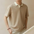 thumbnail image 2 of Mens Korean Summer Short Sleeve Shirt Solid Loose Vintage Comfortable Pullovers, 2 of 11