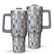 Gray Christmas Tree Pattern Tumbler with Handle and Lid,40oz Double Wall Vacuum Insulated Tumbler,Cups Gift for Women and Men