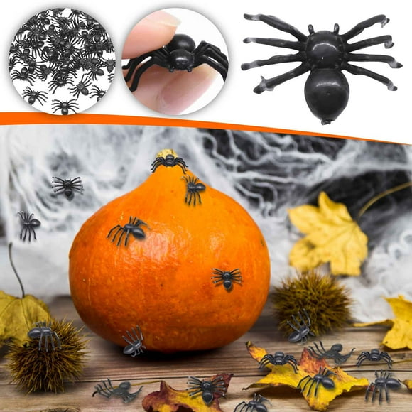 Amzcrzy Black Spider 50Pcs Halloween Decorations Spider Ghost Festival Props Party Supplies Trick Toys Ornament Decorating Decorate Ornaments Home Decor Room Decor Dorm Decor