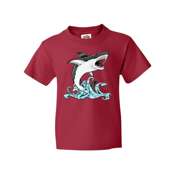 Inktastic Great White Shark Jumping Youth T-Shirt