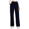 thumbnail image 2 of Fartey Sweat Pants for Women Fashion Solid Color Straight Legs Sweatpants Drawstring High Waisted Workout Trousers Joggers Pant with Pockets Navy XXL, 2 of 6